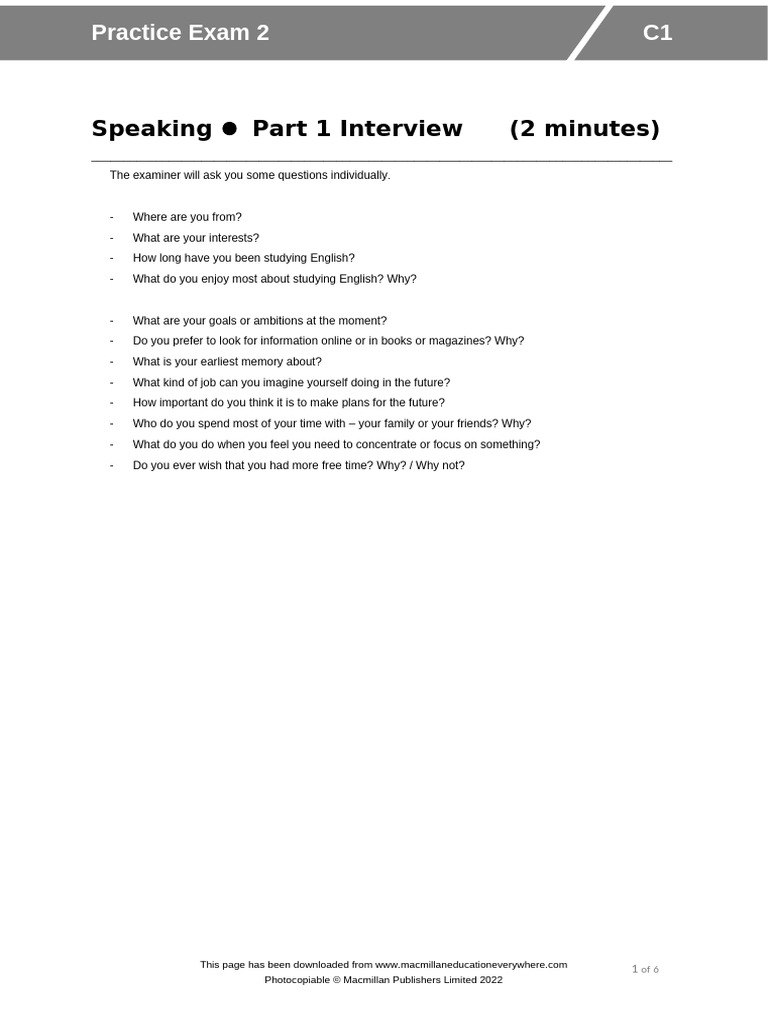 C1 Practice Exam 2 Speaking | PDF | Psychology | Psychological Concepts