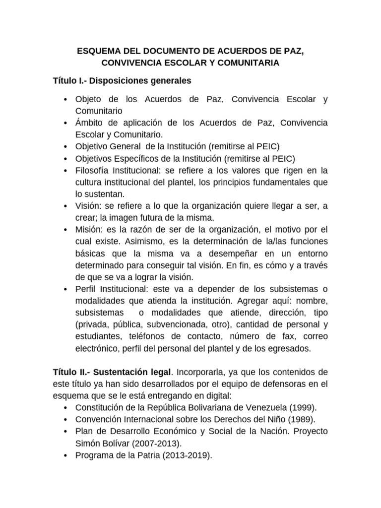 Acuerdos de Paz y Convivencia Escolar | PDF | Institución | Justicia