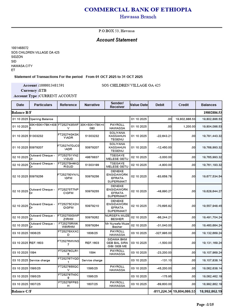 SOS Children's Village Account Statement | PDF | Transaction Account ...