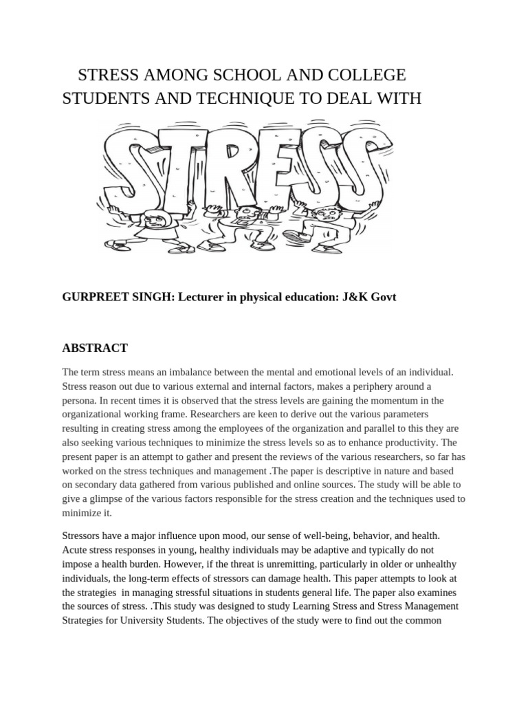Student Stress and Management Techniques | PDF | Stress (Biology ...