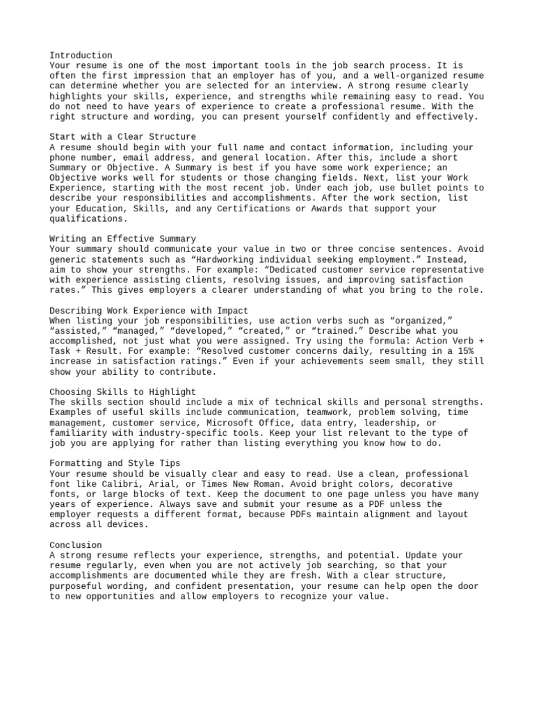 How To Write A Strong Resume | PDF | Résumé