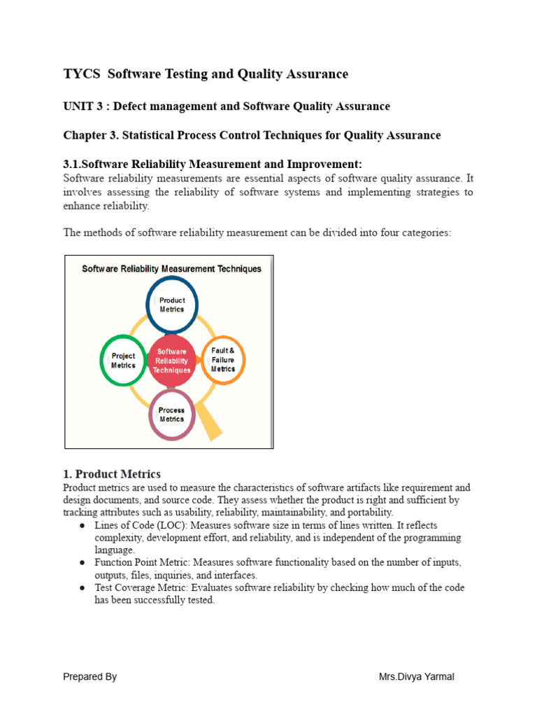 Software Reliability and Quality Metrics | PDF | Reliability ...