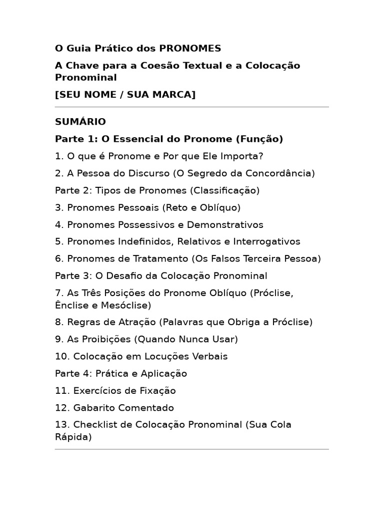 Guia Prático de Pronomes e Colocação | PDF | Pronome | Unidades semânticas
