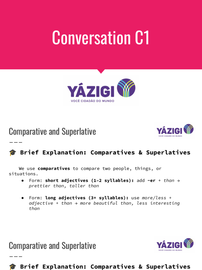 Conversation C1 (Comparative and Superlative) | PDF