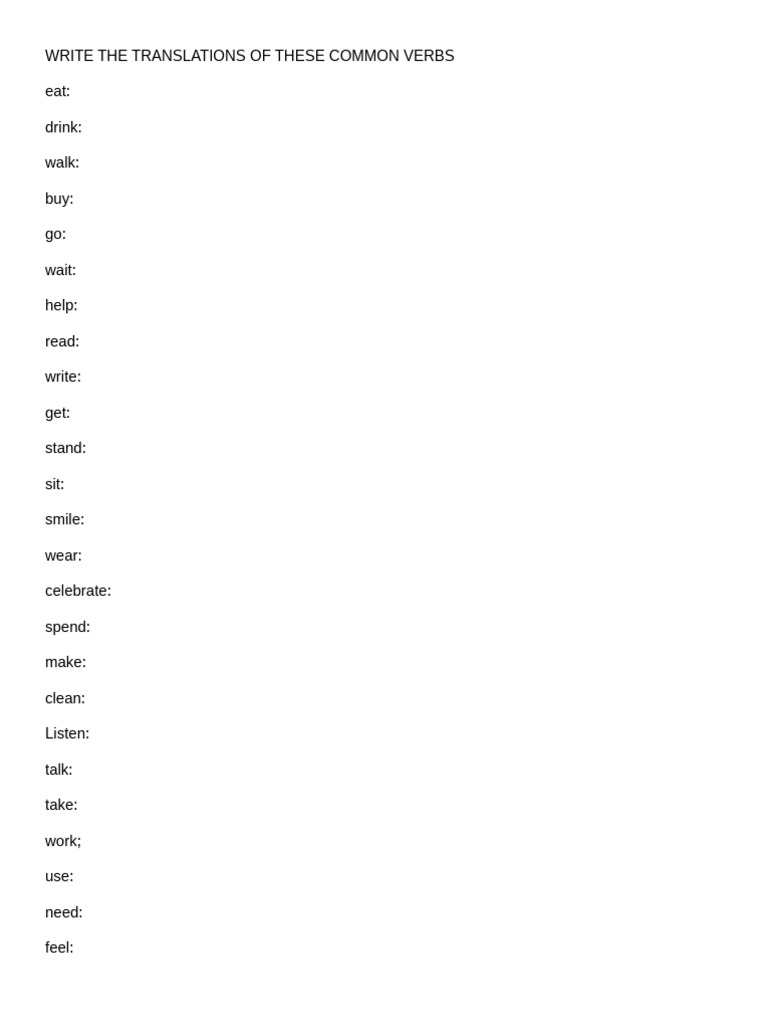 Common Verb Translations Guide | PDF