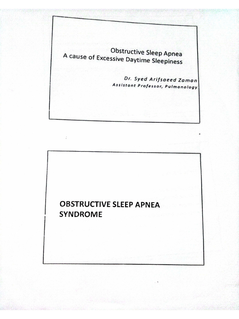 Obstructive Sleep Apnea Syndrome (Osa) | PDF