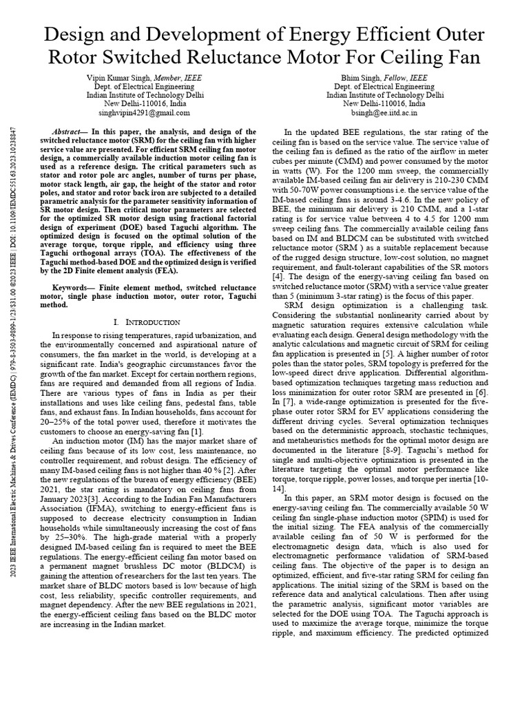 Design and Development of Energy Efficient Outer Rotor Switched ...
