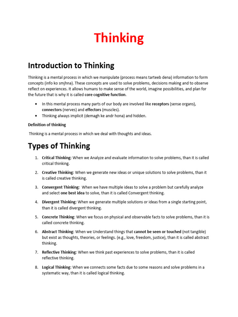 Introduction to Thinking Concepts | PDF | Thought | Perception