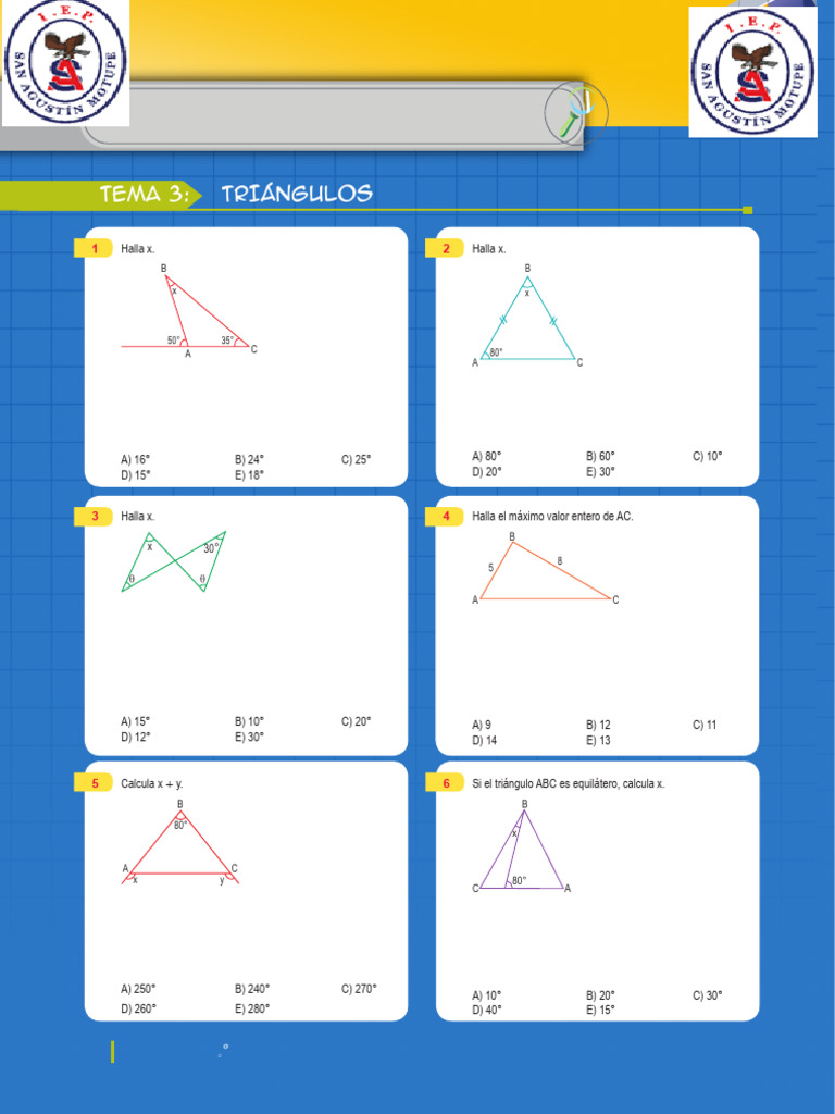 Problemas de Triángulos y Ángulos | PDF | Geometría euclidiana | Formas ...