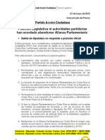 Comunicado - Alianza - PAC (21-5-2012) Yolanda Acuña_vf