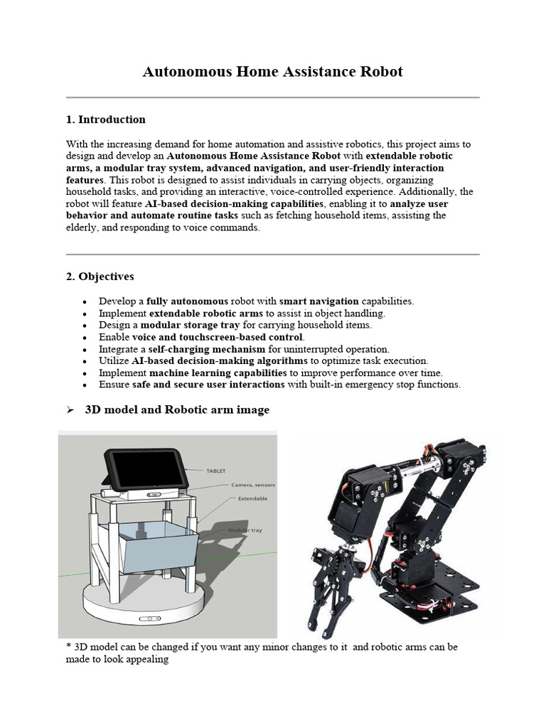 Autonomous Home Assistance Robot Design | PDF | Robotics | Robot