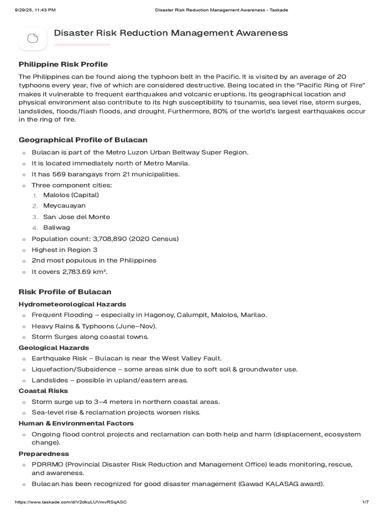 Bulacan Disaster Risk Management Overview | PDF | Earthquakes | Natural ...