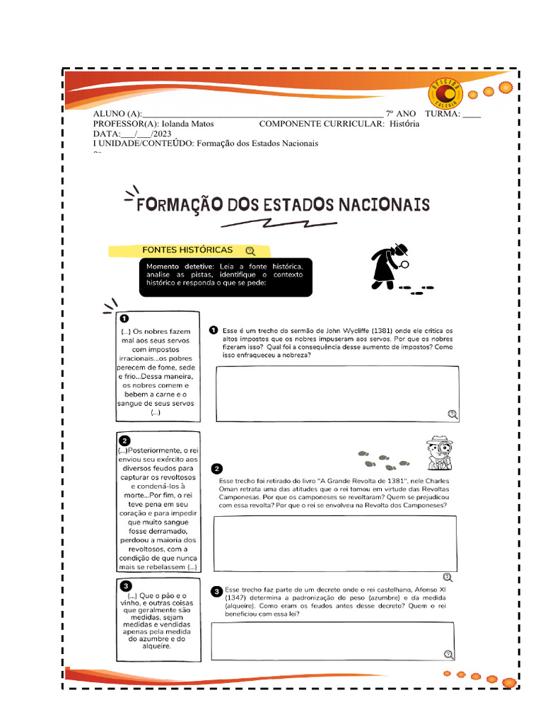 Formação dos Estados Nacionais - 7º Ano | PDF