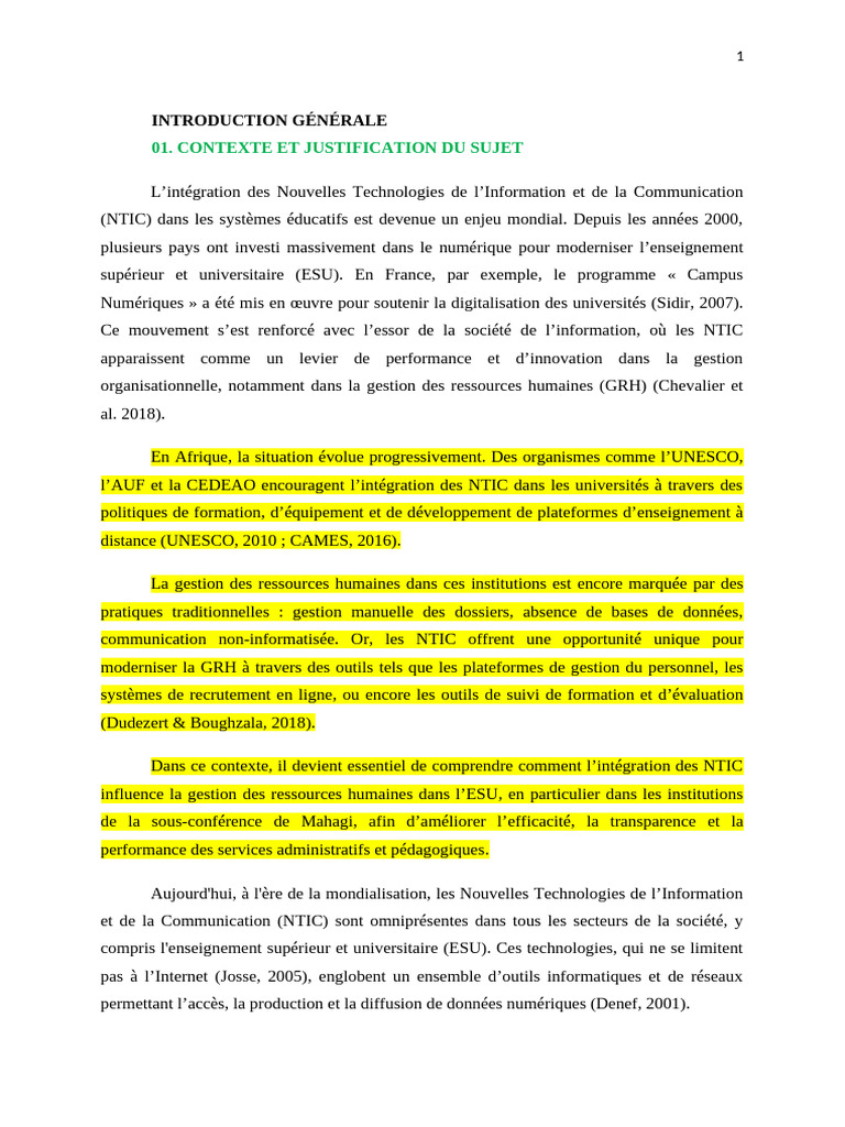 Impact des NTIC sur la GRH en ESU | PDF | Technologies de l'information ...