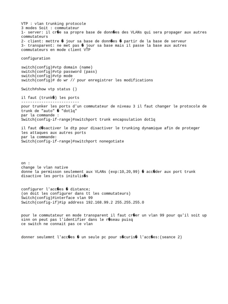 Configuration VTP et Trunking VLANs | PDF