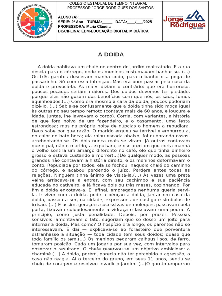 A Doida: A História de um Chalé e Solidão | PDF