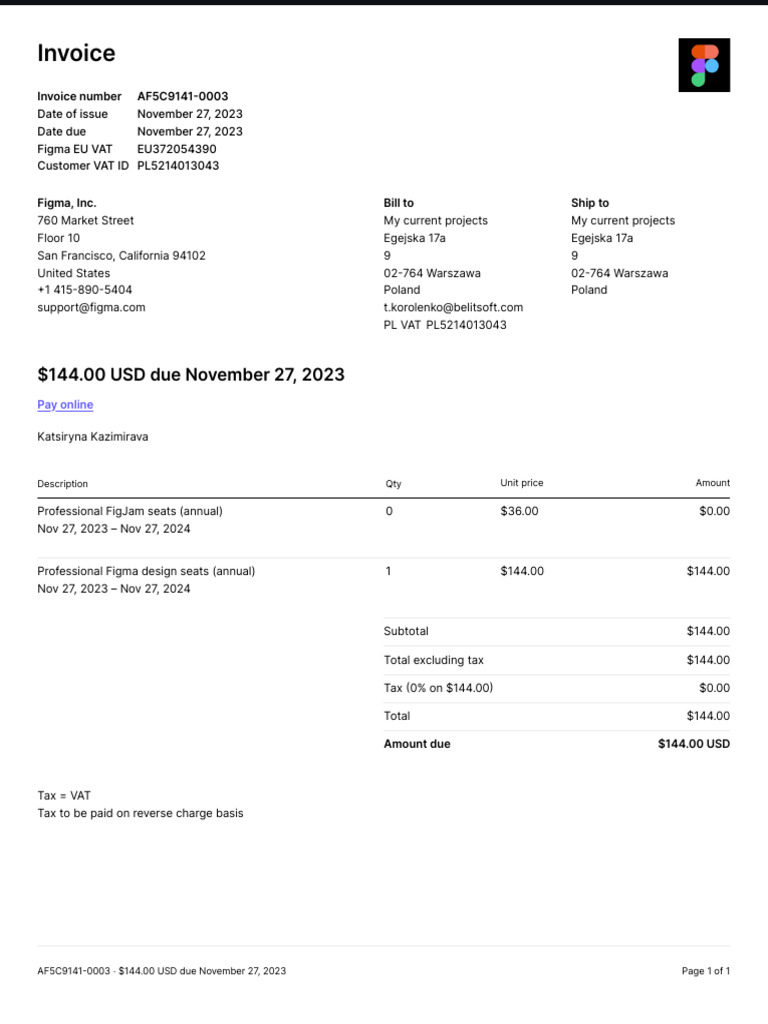 Figma Invoice AF5C9141-0003 | PDF