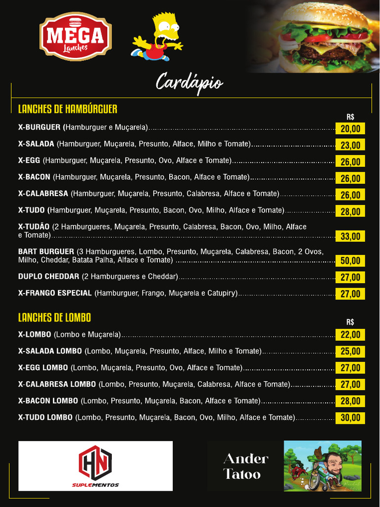 Cardápio Mega Lanches 2025 | PDF