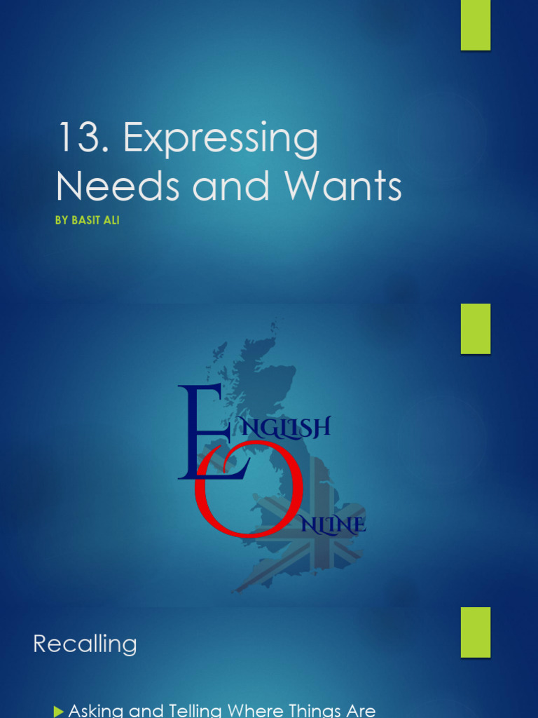 Expressing Needs and Wants | PDF