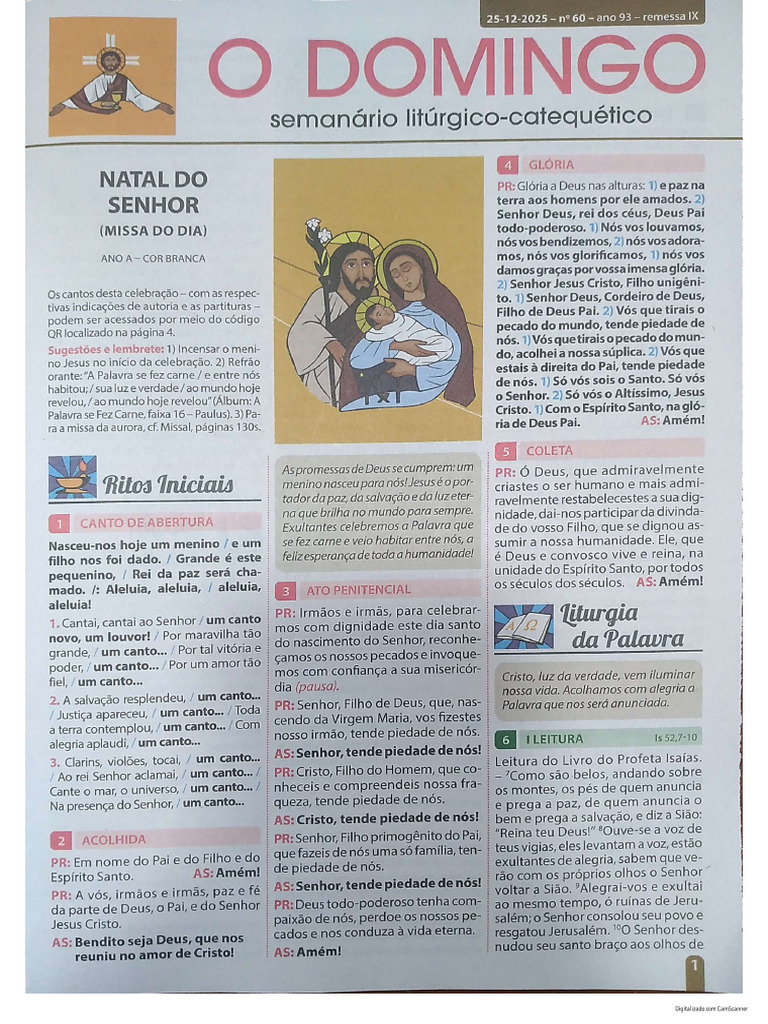 25-12-2025 Jornal o Domingo - Natal Do Senhor Missa Do Dia | PDF
