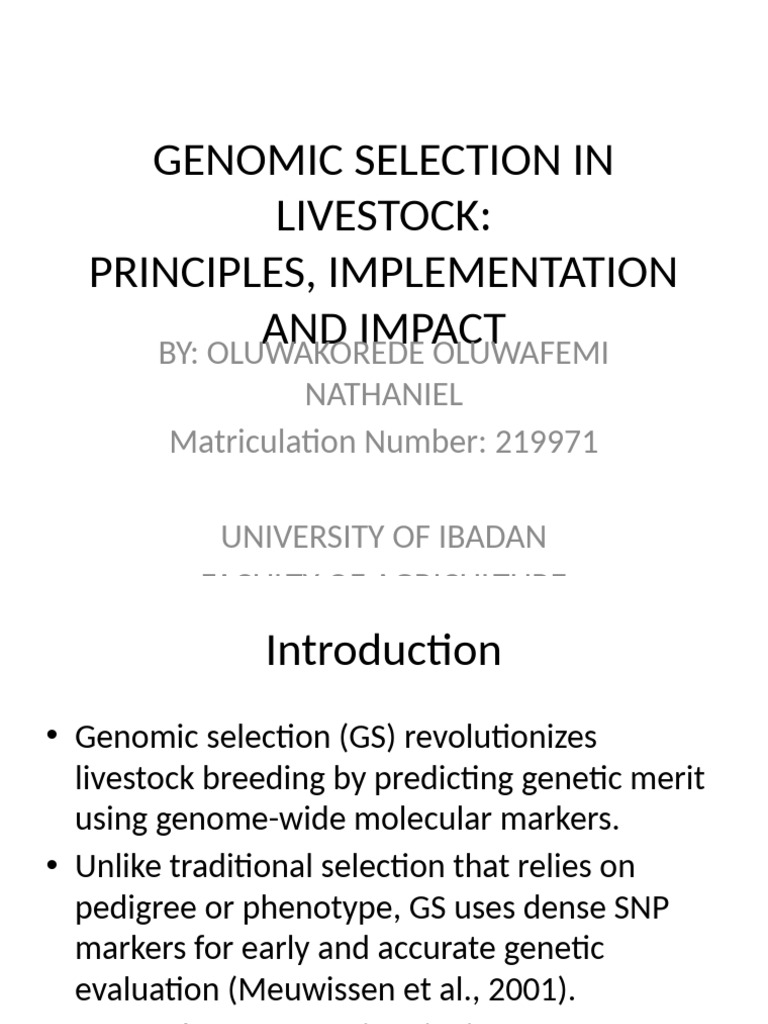 Genomic Selection in Livestock Breeding | PDF | Plant Breeding ...