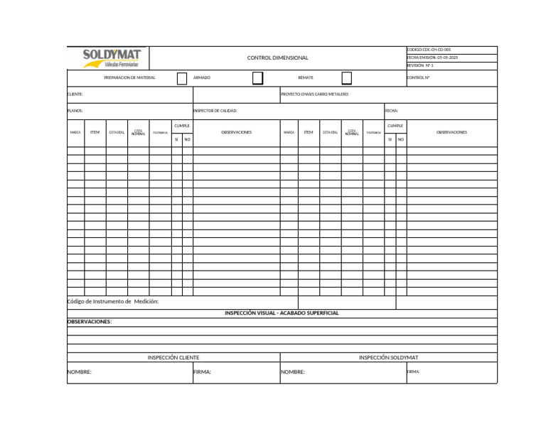 CDC-CH-CD-001 Control Dimensional | PDF