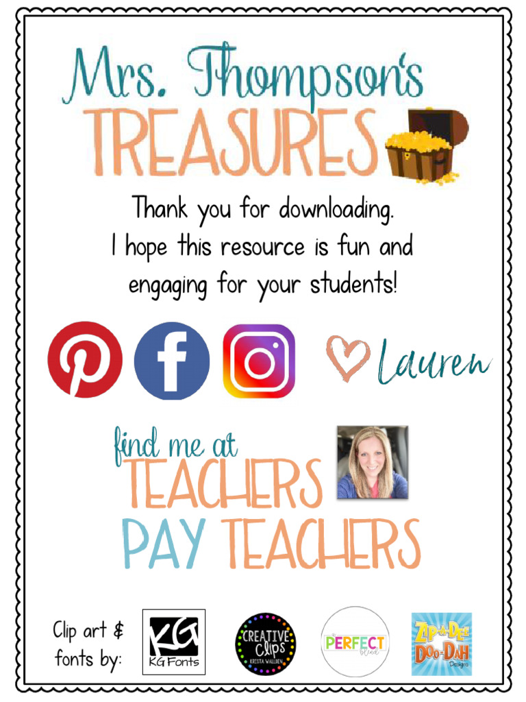 Thank You For Downloading. I Hope This Resource Is Fun and Engaging For ...
