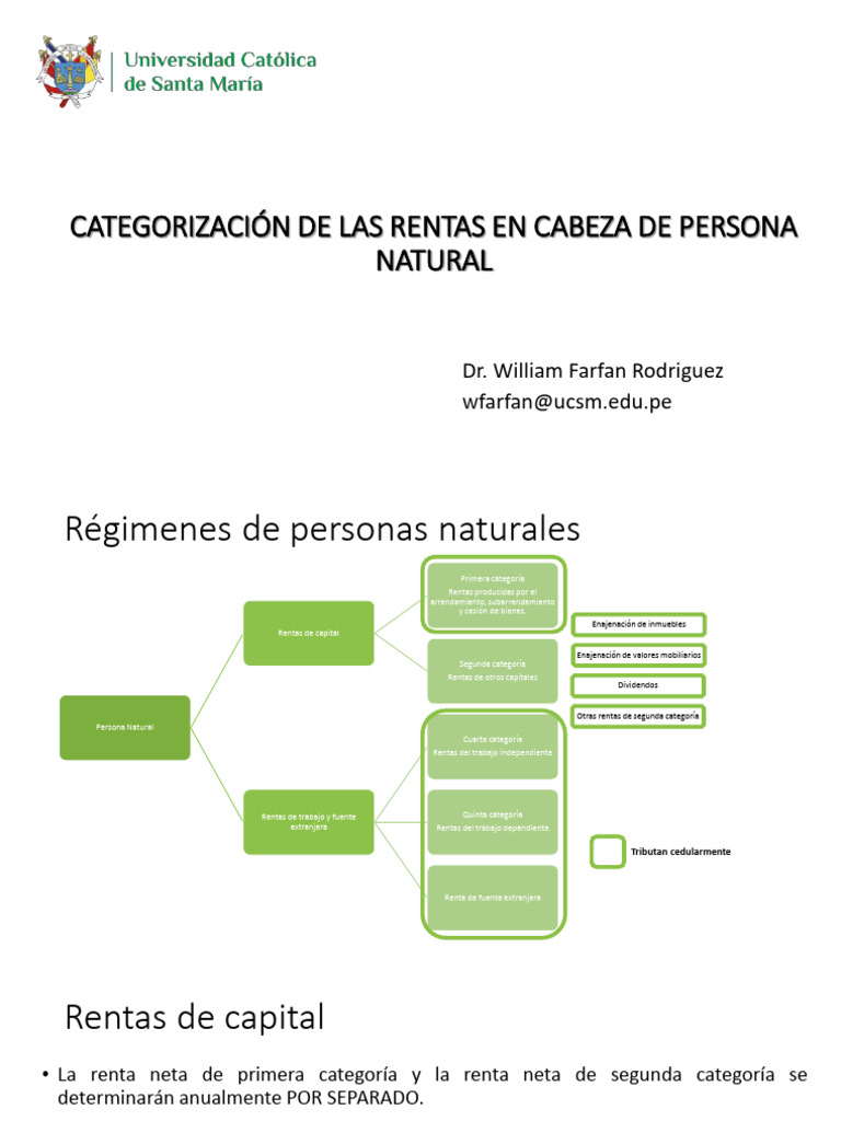 Clasificación de Rentas para Personas Naturales | PDF | Impuesto sobre ...