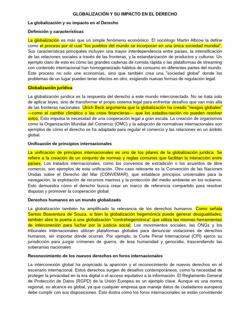 Impacto de la Globalización en el Derecho | PDF | Globalización | Justicia