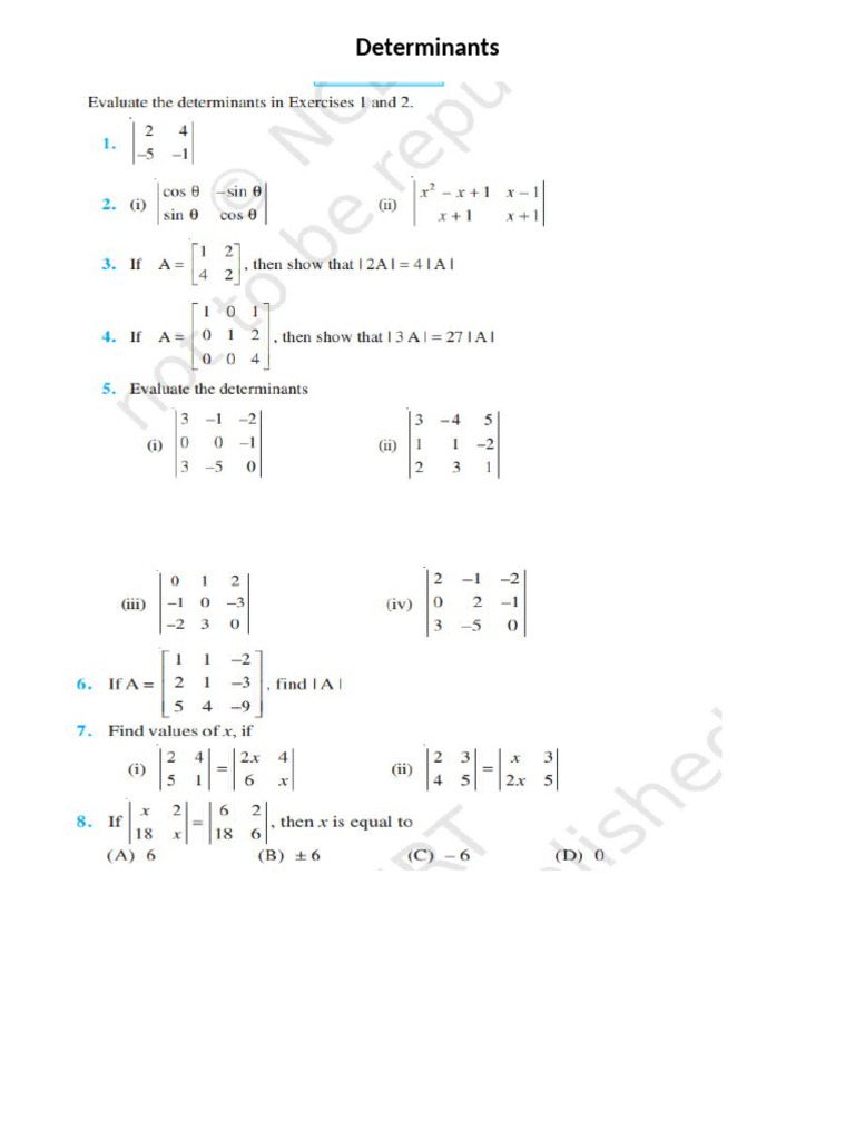 CH - 2 Determinants | PDF