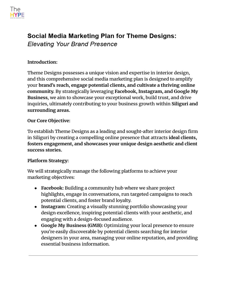 Social Media Marketing Plan For Theme Designs | PDF | Advertising ...