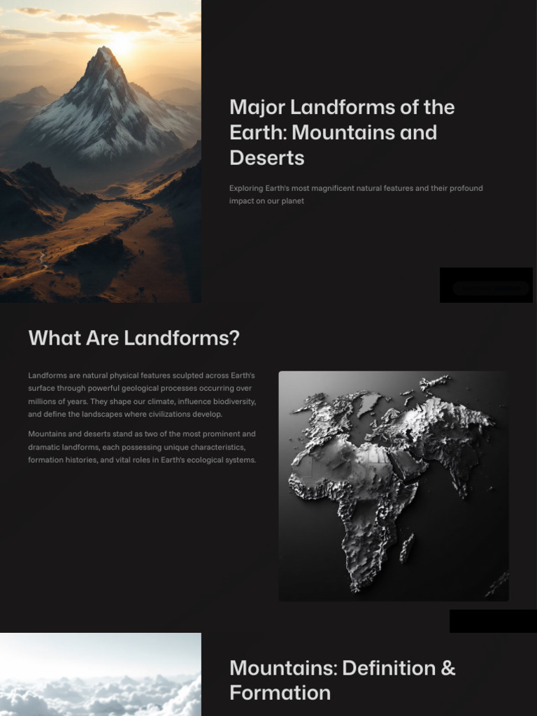 Major Landforms of The Earth Mountains and Deserts | PDF | Mountains ...
