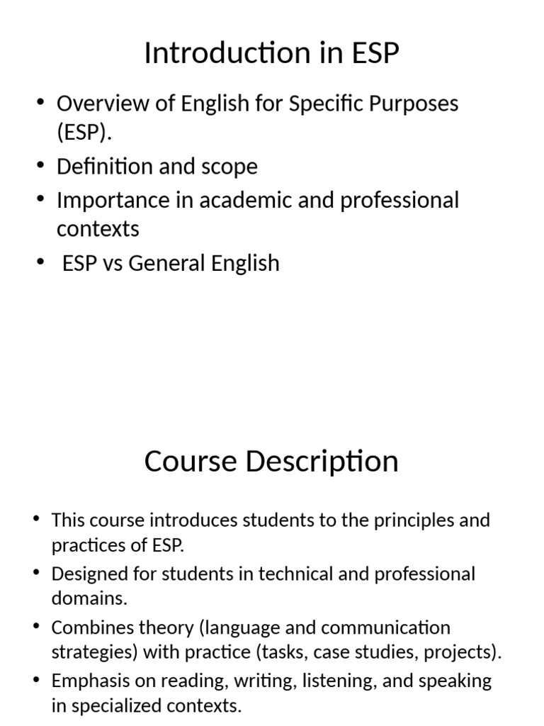 English for Specific Purposes Course Guide | PDF | Learning | Human ...