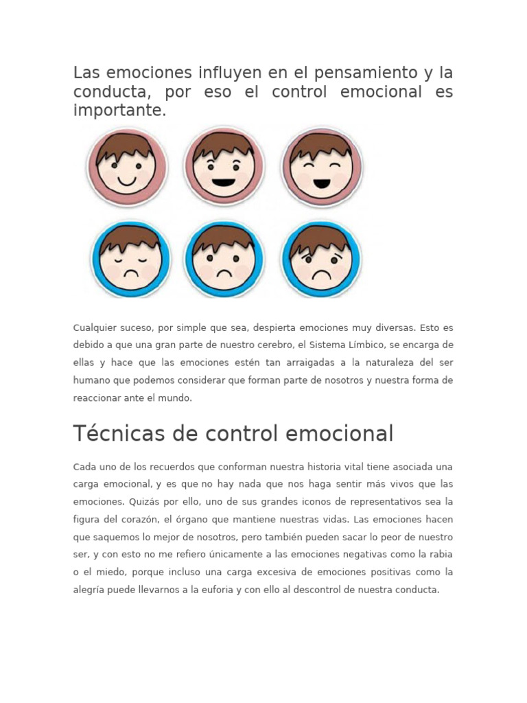 Tecnicas de Control Emocional | PDF | Las emociones | Pensamiento