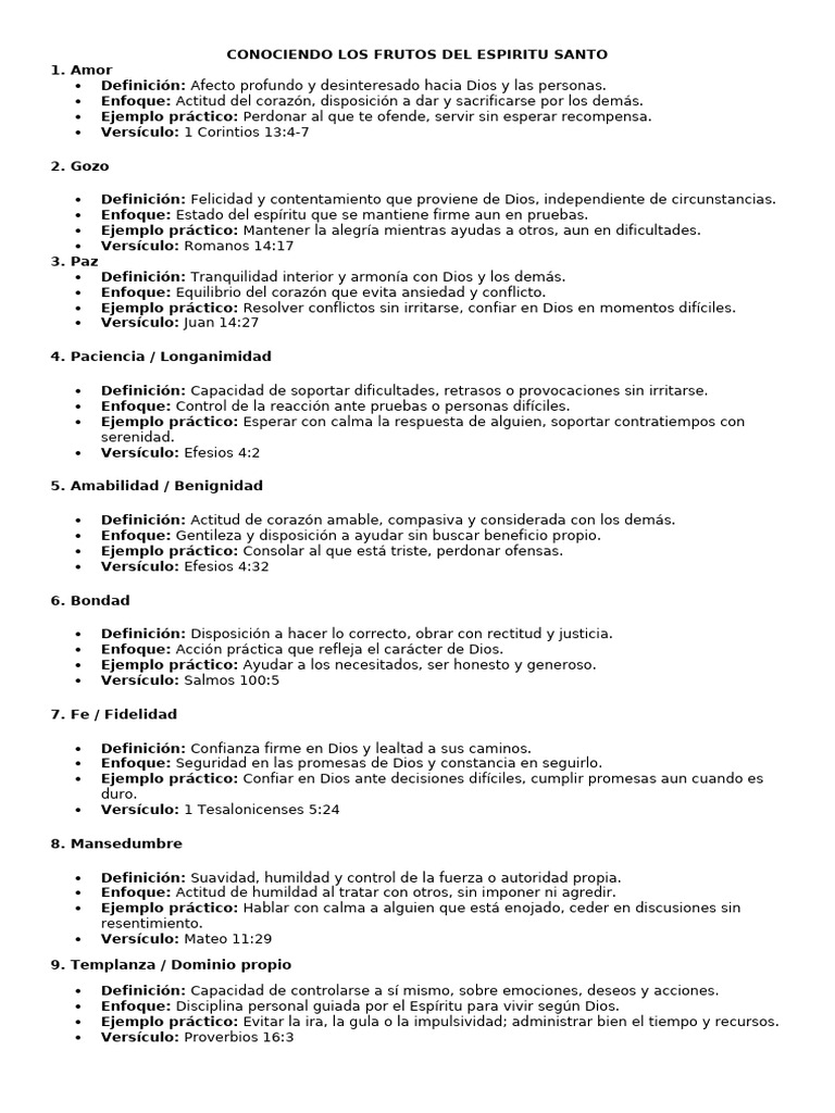 Conociendo Los Frutos Del Espiritu Santo | PDF | Fruto Del Espiritu Santo