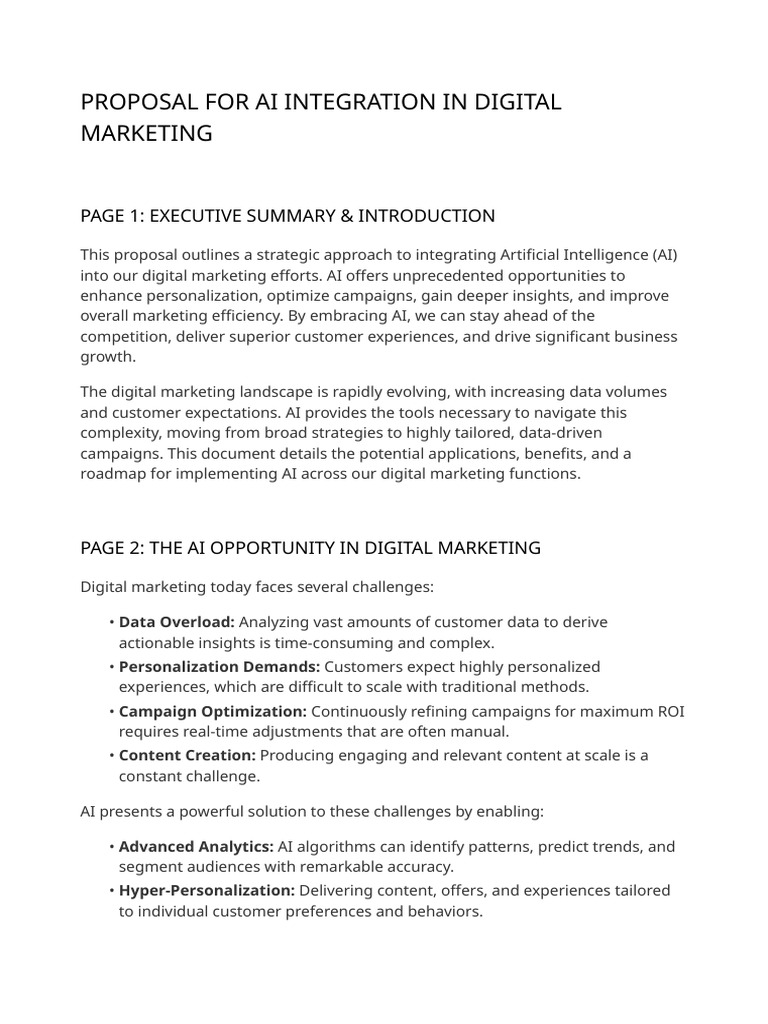 AI Integration in Digital Marketing Plan | PDF | Artificial ...