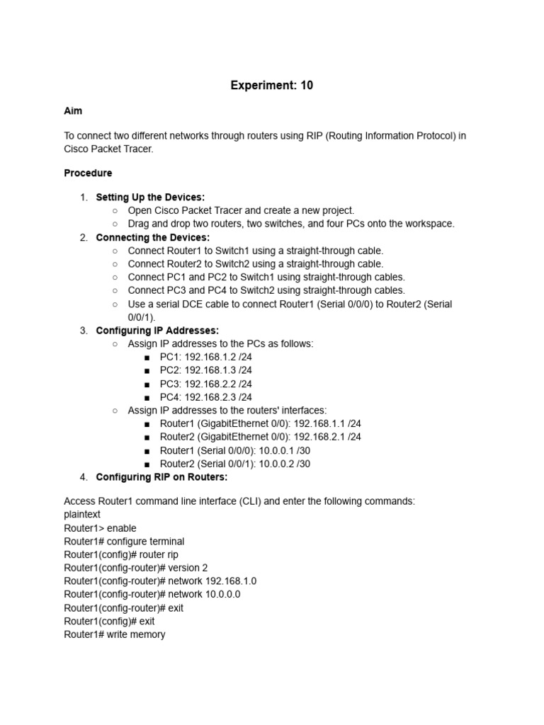Connect Routers with Static Routing | PDF | Router (Computing ...