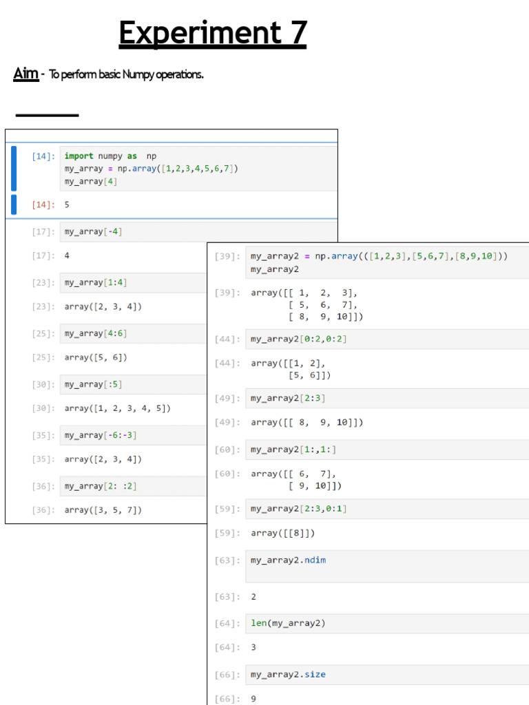 Basic Numpy Operations Overview | PDF