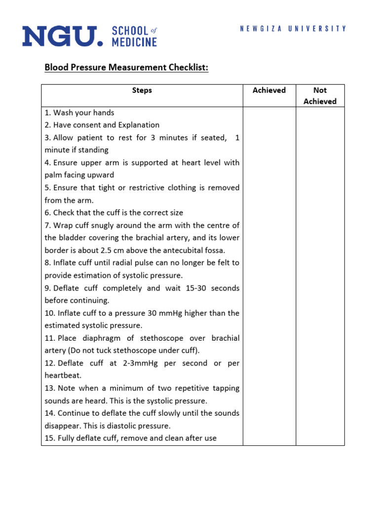 [025]Blood Pressure Measurement Checklist ...
