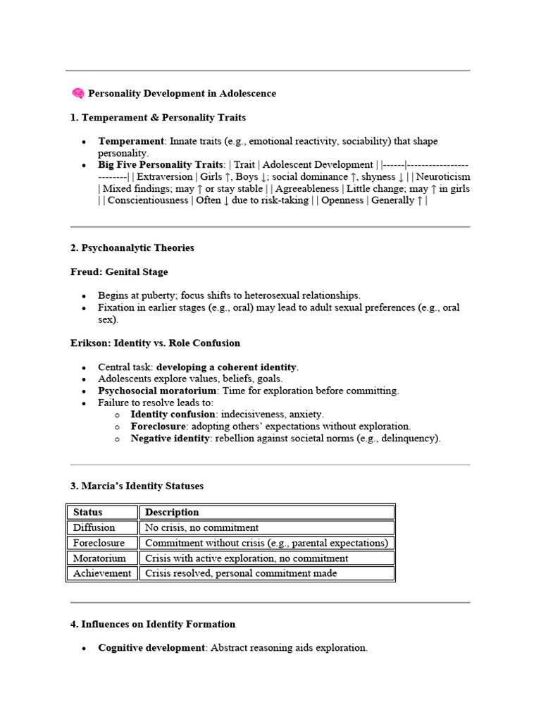 Adolescent Personality Development Insights | PDF | Adolescence | Self ...