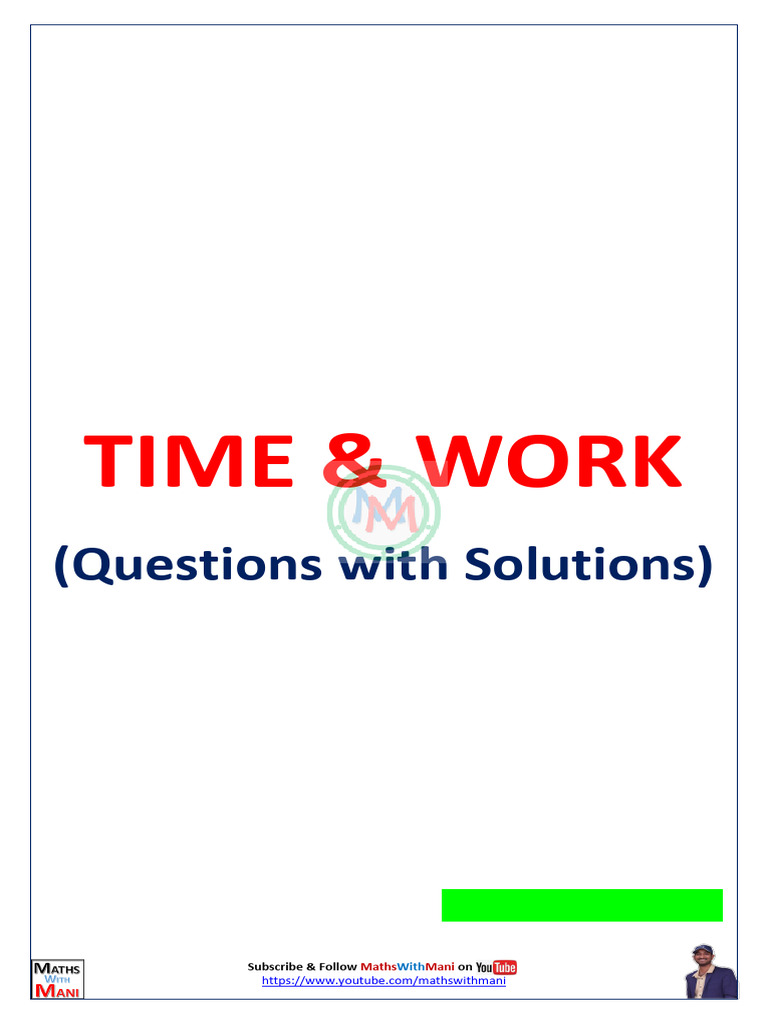 Time and Work Problems with Solutions | PDF
