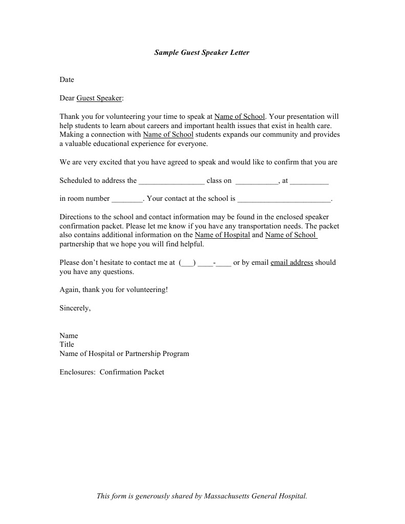 Writing a guest speaker request letter