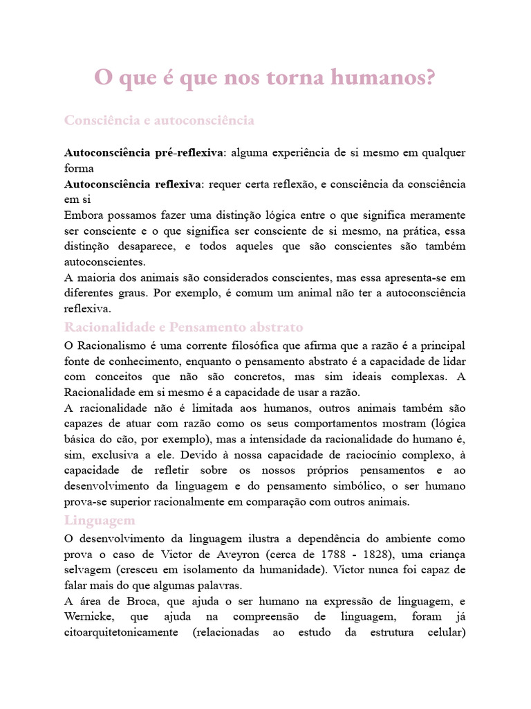 O que Define a Humanidade? | PDF | Humano | Pensamento