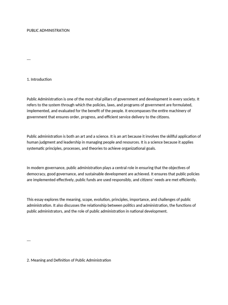 Understanding Public Administration Essentials | PDF | Public ...