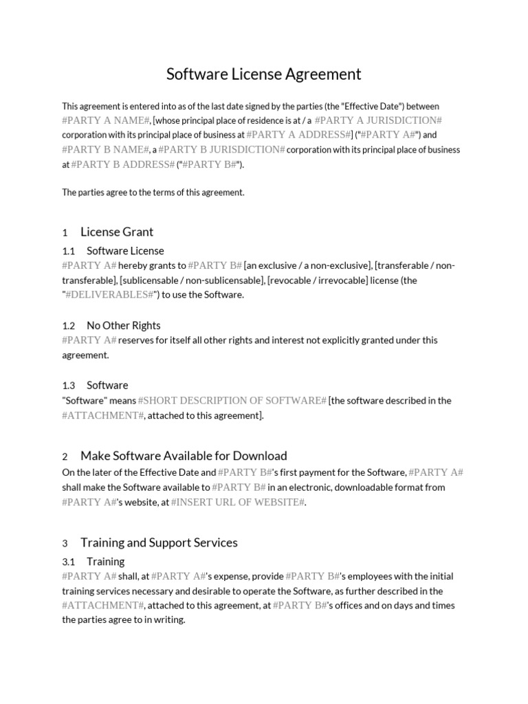 Software License Agreement Template | PDF | Indemnity | License