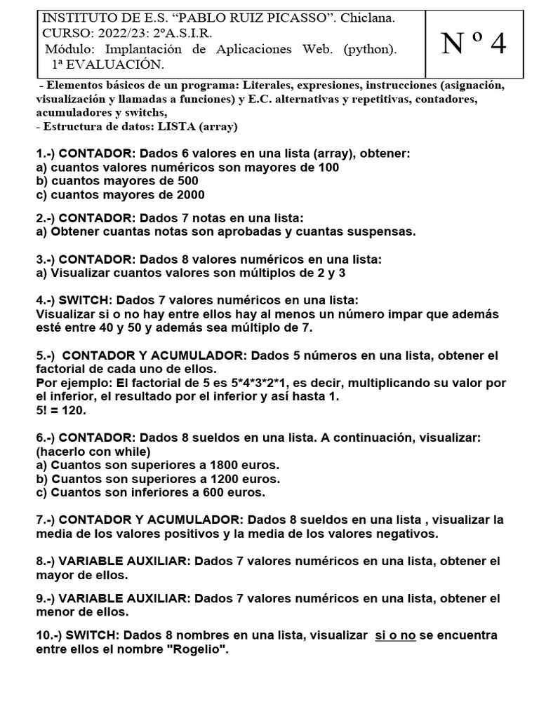 Hoja 4 | PDF