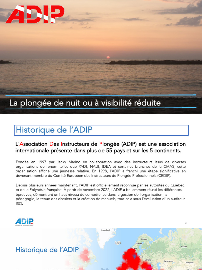 Plongée de Nuit : Guide et Certification ADIP | PDF | Plongée en ...