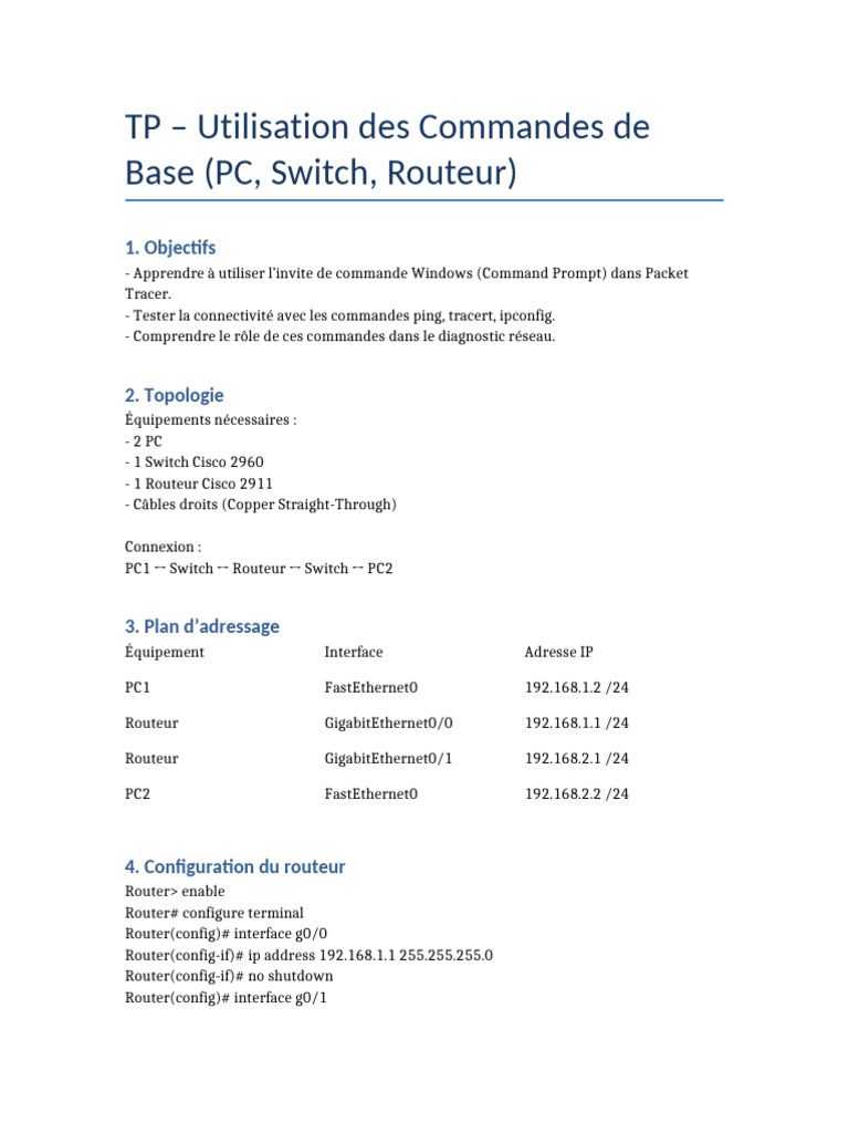 Commandes de Base pour Diagnostic Réseau | PDF