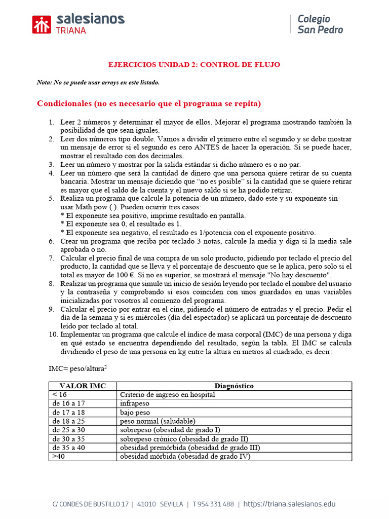Ejercicios de Control de Flujo en Programación | PDF | Exponenciación ...