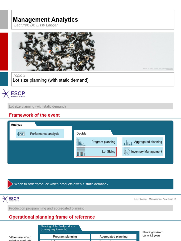 Lot Size Planning with Static Demand | PDF | Business Economics ...